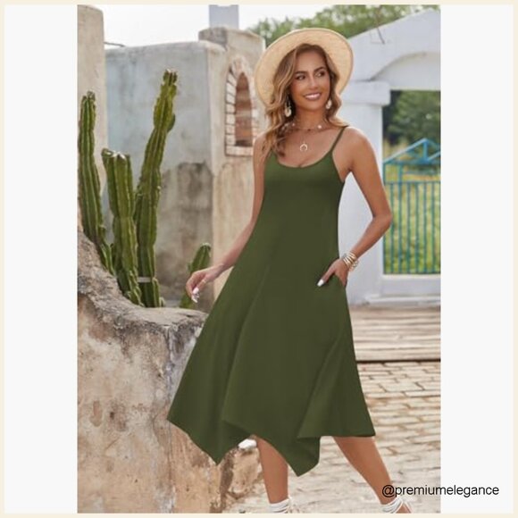 Maxi Sundress with Pockets, Spaghetti Strap, Bohemian Beach Cover Up - Picture 2 of 7